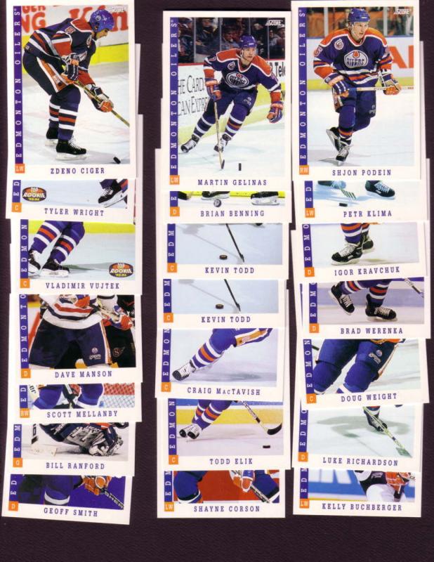 (21),Edmonton Oilers 1993 Score Hockey Cards Including Vladimir Vujtek, Tyler...