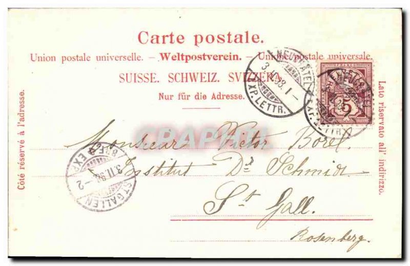 Old Postcard Fancy Switzerland Lion