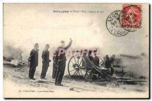 Postcard Old Army Artillery Piece Fire