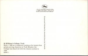 Yorkshire Postcard - York - St William's College RS31395