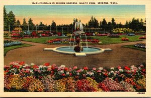 Washington Spokane Manito Park Fountain In Sunken Gardens