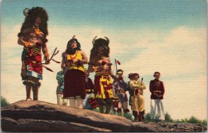 Santa Ana Buffalo Dancers Indian Pueblo New Mexico Native American Linen C057