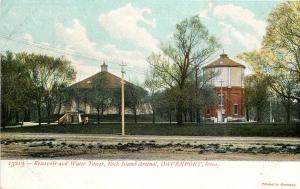 Vintage Postcard Reservoir and Water Tower Rock Island Arsenal Davenport IA
