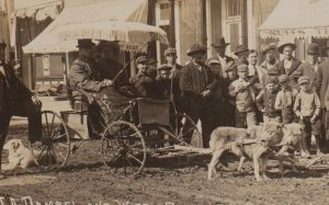 Medford WISCONSIN RPPC 1912 CROSS COUNTRY TRAVELER Damrel TIMBER WOLVES WOLF KB