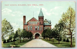 New Philadelphia Ohio~East School Building~Castle Tower~c1910 Postcard