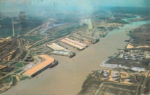 United States Alabama State Docks aerial barge ships 1965