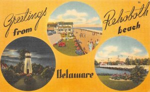 REHOBOTH BEACH DELAWARE HENLOPEN LIGHTHOUSE BOARDWALK GROUP OF 3 POSTCARDS 1940s