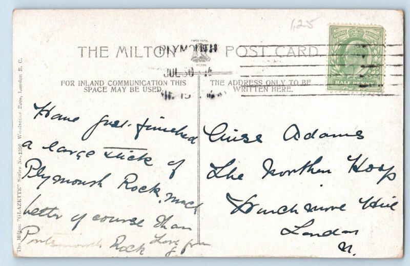 Plymouth Devon England Postcard Guildhall & Post Office c1910 Antique Posted