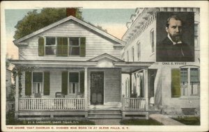 Glens Falls NY Home Charles Hughes Born in Billy Sunday Book Adv Postcard
