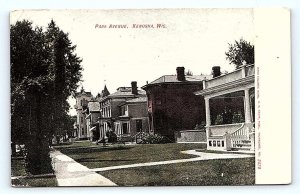 KENOSHA, WI Wisconsin ~ PARK AVENUE Residential  Street Scene c1900s Postcard