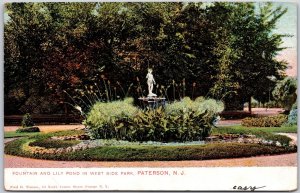 1910's Fountain and Lily Pond West Side Park Peterson New Jersey Posted Postcard