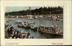 Henley-on-Yarra Henley Australia Boating c1910 Tinted Real Photo Postcard