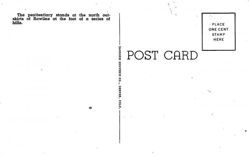 WY, Rawlins  WYOMING STATE PENITENTIARY~Prison & Water Tower  c1940's Postcard