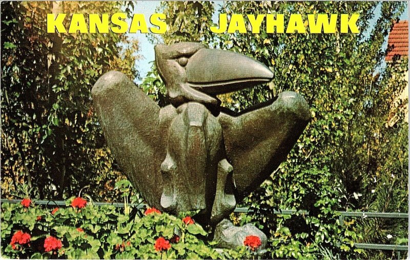 Postcard~Kansas Jayhawk~Mascot~University of Kansas~Lawrence~A97 
