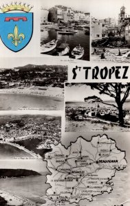 St Tropez French 1960s Real Photo Map Postcard