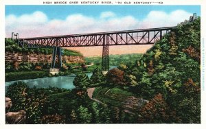 Vintage Postcard High Bridge Over Kentucky River Trails Mountains Old Kentucky