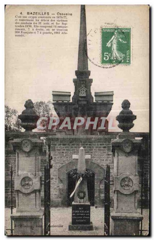 Old Postcard Bazeilles Ossuary This is naked crypt Army