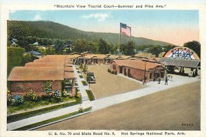 Postcard 1920s Arkansas Hot Springs Mountain View Tourist Court autos AR24-4242