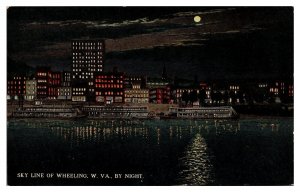Antique Sky Line By Night, Wheeling, WV Postcard