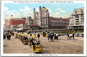 Rolling Chairs Boardwalk Hotels Marlborough Dennis Atlantic City NJ Postcard