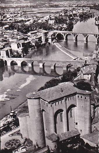 France Albi Vue generale sur le Tarn du haut du clocher de la Basilique Real ...