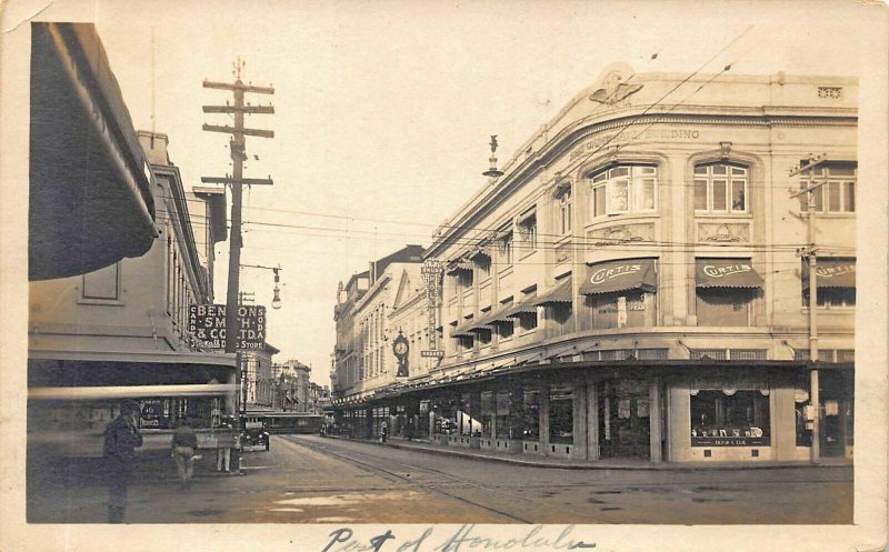 Honolulu HI Fort Street Looking South View Real Photo Postcard