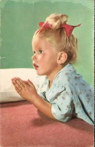 Little girl, playing Vintage Italian photo postcard 1950s
