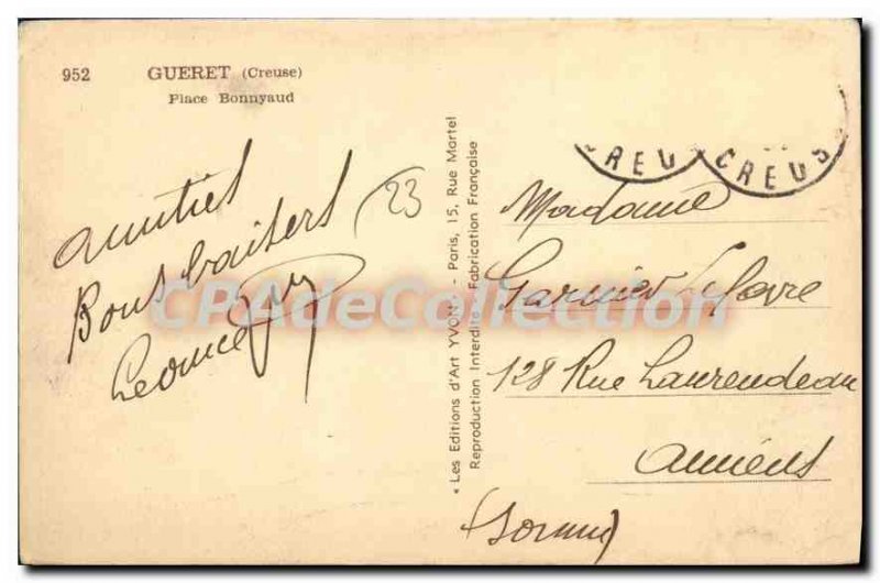 Old Postcard Gueret Place Bonnyaud