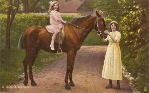 Mother and daughter on horse. A good Mount Tuck Rapholette Grosso PC # 8175
