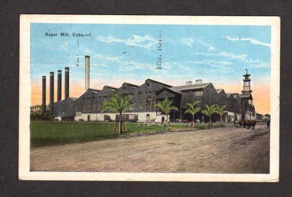 Cuba View of Sugar Mill Vintage Postcard PC 1928 Habana Havana Carte Postale