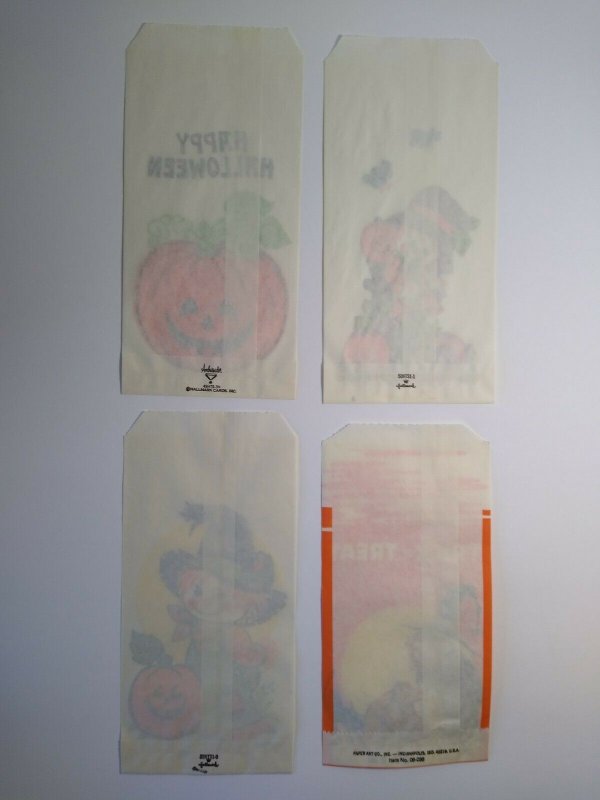 Halloween Candy Trick Or Treat Loot Bags Cute Scarecrows Witch Black Cat Lot 4