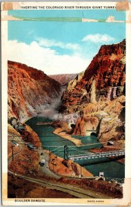 Colorado River Giant Tunnel Boulder Damsite WB Postcard VTG UNP Unused