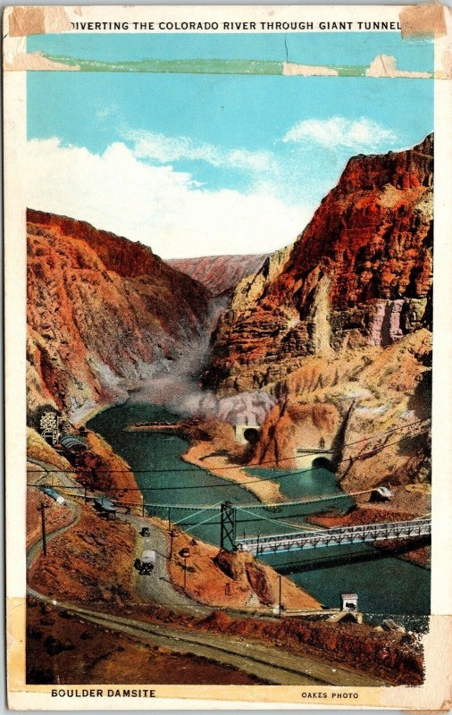 Colorado River Giant Tunnel Boulder Damsite WB Postcard VTG UNP Unused