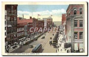 Postcard Old Main Street North Mill From Akron Ohio