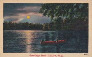 Wisconsin Greetings From Phlox Moonlight Scene Over Lake