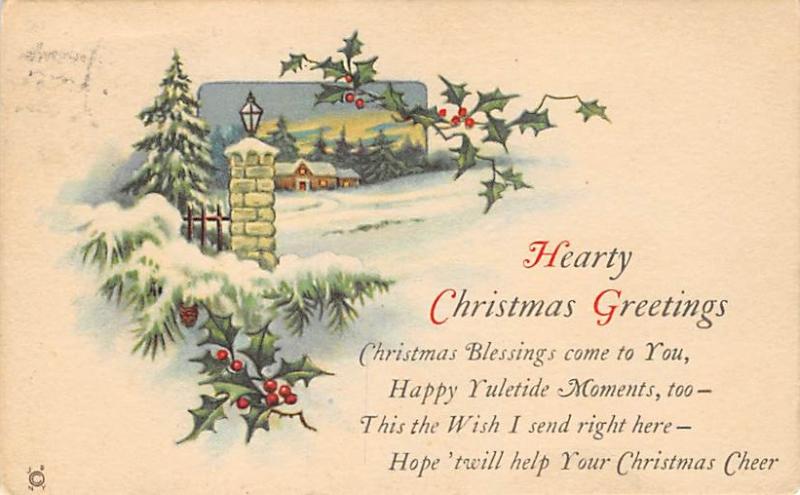 Christmas 1924 light postal marking on front