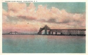 Vintage Postcard 1930 Cooper River Bridge Charleston S.C. Structure Concrete