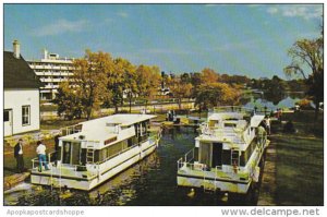 Houseboats Waiting In Lock Rideau Canal System Ontario Canada