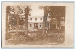 1909 Horse Carriage Centerville Station New York City NY RPPC Photo Postcard