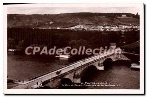 Postcard Old Bridge Mantes La Jolie and the Isle aux Dames for Notre Dame