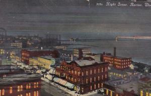 Wisconsin Racine Night Scene 1910