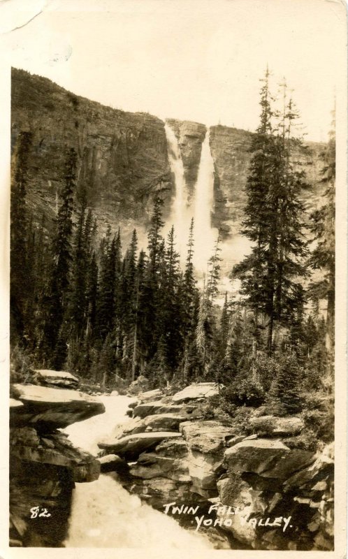 Canada - British Columbia. Yoho Valley, Twin Falls    RPPC