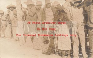 Mexico Border War, RPPC, Mexican Refugees Behind Barbed Wire, Photo