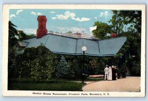 Brooklyn New York Postcard Shelter House Restaurant Prospect Park c1917 Vintage