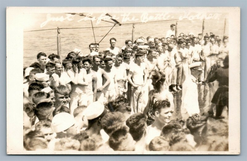 BATTLESHIP MARYLAND CROSSING EQUATOR FUN 1921 VINTAGE REAL PHOTO POSTCARD RPPC