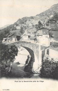 PONT DE LA NEUBRUCKE PRES DE VIEGE GARE SWITZERLAND TO USA TOWN POSTCARD 1905