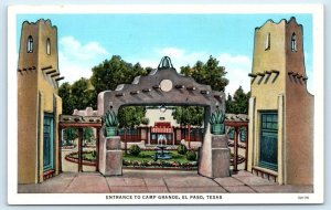 EL PASO, TX Texas ~ CAMP GRANDE Tourist Court c1930s Linen Postcard