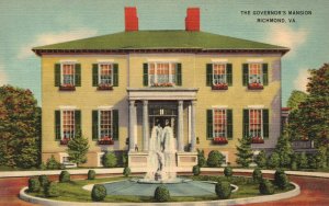 Vintage Postcard 1941 The Governors Mansion Official Residence Richmond Virginia