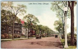 CHICAGO, Illinois IL    LAKE SHORE DRIVE Street Scene  ca 1910s  Postcard