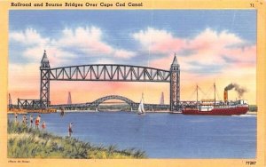 Railroad & Bourne Bridges in Cape Cod, MA over Cape Cod Canal.